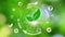 Environment icons over the Network connection on nature background, Technology ecology concept. Hand holding and protection with e