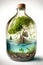 Environment Inside the Bottle With Water and Greenery Tree Generative AI Illustration