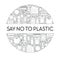 Environment protection, say no to plastic line icons banner