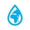 Environment water icon. Blue planet earth in water drop symbol