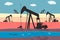 Environmental 3D illustration. Pump jack. Oil well