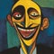 Environmental Art Poster: Laughing Man In Happy Expressionism Style
