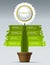 Environmental ecological infographic concept in the form of a green plant in a pot. 8-step vector banner.