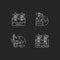 Environmental farming chalk white icons set on dark background