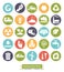 Environmental Issues solid round color icons set