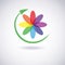 Environmental leaves icon. Eco style. Colorful (rainbow) design.