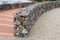Environmental object, gabion fence wall from steel mesh with stones
