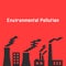 Environmental pollution with factory silhouette