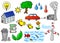 Environmental pollution and green energy icon set