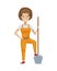 Environmentalist woman with shovel character