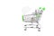 Environmentally friendly LED light bulb in a miniature shopping cart. Power consumption and greenhouse emissions reduction concept