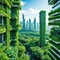 an environmentally green city with a vertical forest concept of a metropolis covered with green edited