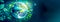 Environmment banner with planet Earth engulfed in green leaves on cosmic space gradient background