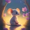 envision an enchanting illustration of a mouse immersed in a yoga meditation.The artwork, characterized by its high quality and