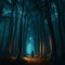 Envision a sublime All Saints\\\' Day night in an ancient forest, where spectral lights illuminate the path among ancient trees