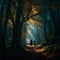 Envision a sublime All Saints\\\' Day night in an ancient forest, where spectral lights illuminate the path among ancient trees