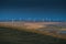 Eolian wind turbines farm in Dobrogea, Romania, during a cloudy morning