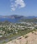Eolias island landscape viewed from vulcano island with town and mediterranean sea