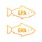 EPA, DHA Vector Drops Set. Omega Three. Organic Vitamin. Vector illustration.