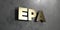 Epa - Gold sign mounted on glossy marble wall - 3D rendered royalty free stock illustration