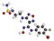 Epacadostat cancer drug molecule (indoleamine 2,3-dioxygenase inhibitor). 3D rendering. Atoms are represented as spheres with