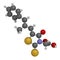 Epalrestat diabetic neuropathy drug molecule aldose reductase inhibitor. 3D rendering. Atoms are represented as spheres with