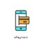 EPayment and Electronic Payment Mobile Device with Card Internet Shopping. Vector Simple Icon