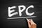 EPC - Export Promotion Council acronym, business concept on blackboard