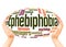 Ephebiphobia fear of teenagers word hand sphere cloud concept