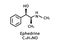 Ephedrine molecular structure. Ephedrine skeletal chemical formula. Chemical molecular formula vector illustration