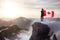 Epic Adventurous Extreme Composite of Girl Holding a Canadian Flag