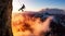 Epic Adventurous Extreme Sport Composite of Rock Climbing Man Rappelling from a Cliff