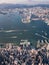 Epic aerial view of the famous landmark of Hong Kong. Victoria Harbour