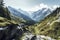 Epic Alpine Adventure: Exploring the Rugged Peaks and Endless Wilderness of the Mountain Range, ai generative