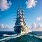 Epic battleship in ocean. Generative AI