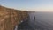 Epic birds eye aerial view of the world famous cliffs of moher in county clare ireland