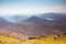 Epic and breathtaking view of valley and lakes bellow Mournes  mountains, Northern Ireland, perfect weather for hike