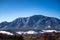 Epic capture of boulder flatirons in colorado during a sunny day in the winter