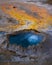 Epic colorful geyser at yellowstone national park during summer