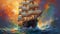 Epic Colorful Sailing Ship Illustration