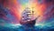 Epic Colorful Sailing Ship Illustration