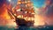 Epic Colorful Sailing Ship Illustration