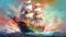 Epic Colorful Sailing Ship Illustration