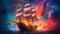 Epic Colorful Sailing Ship Illustration