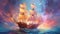 Epic Colorful Sailing Ship Illustration