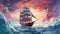 Epic Colorful Sailing Ship Illustration