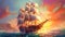 Epic Colorful Sailing Ship Illustration