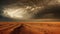 Epic Desert Drama: Panoramic Storm Clouds Casting Shadows