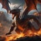 Epic dragon battle in a fiery landscape Dynamic and intense illustration with mythical creatures1