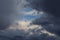 Epic Dramatic Storm sky, dark gray fluffy cumulus clouds background texture, thunderstorm